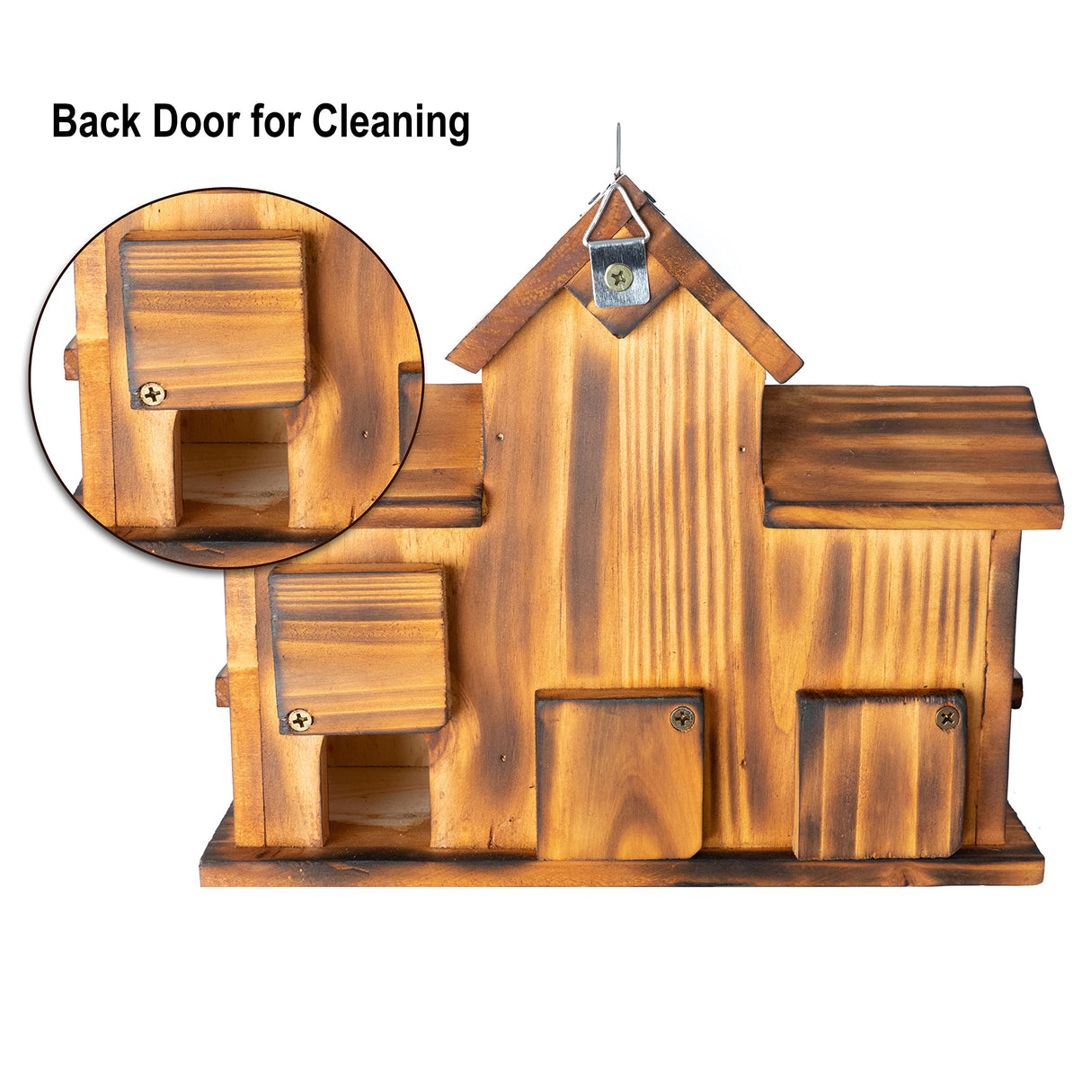 COLEBA Bird Houses for Outside,Outdoor 5 Hole Bird House Room for 5 Bird Families Bluebird Finch Cardinals Hanging Birdhouse for Garden (Brown - Set COLEBA