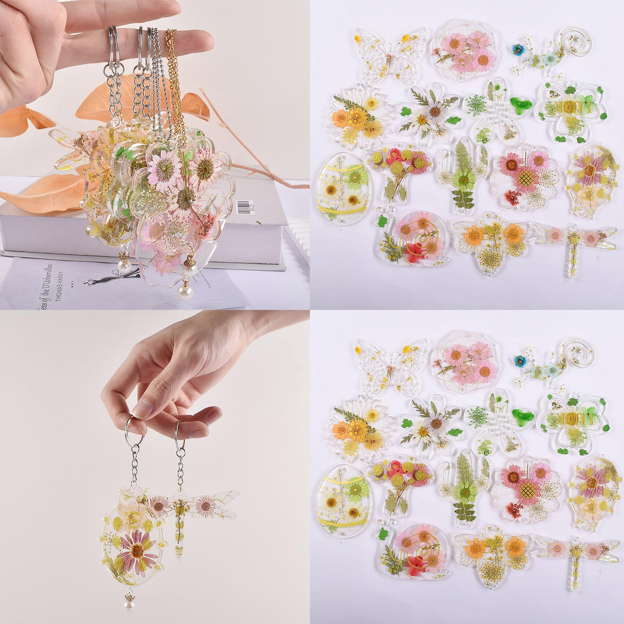 Attuslla 3 PCS Pendant Resin Molds Silicone Resin Jewelry Molds, Earring Making Kit, Silicone Molds with Key Chains, Jump Rings for Pendant, Keychain Attuslla