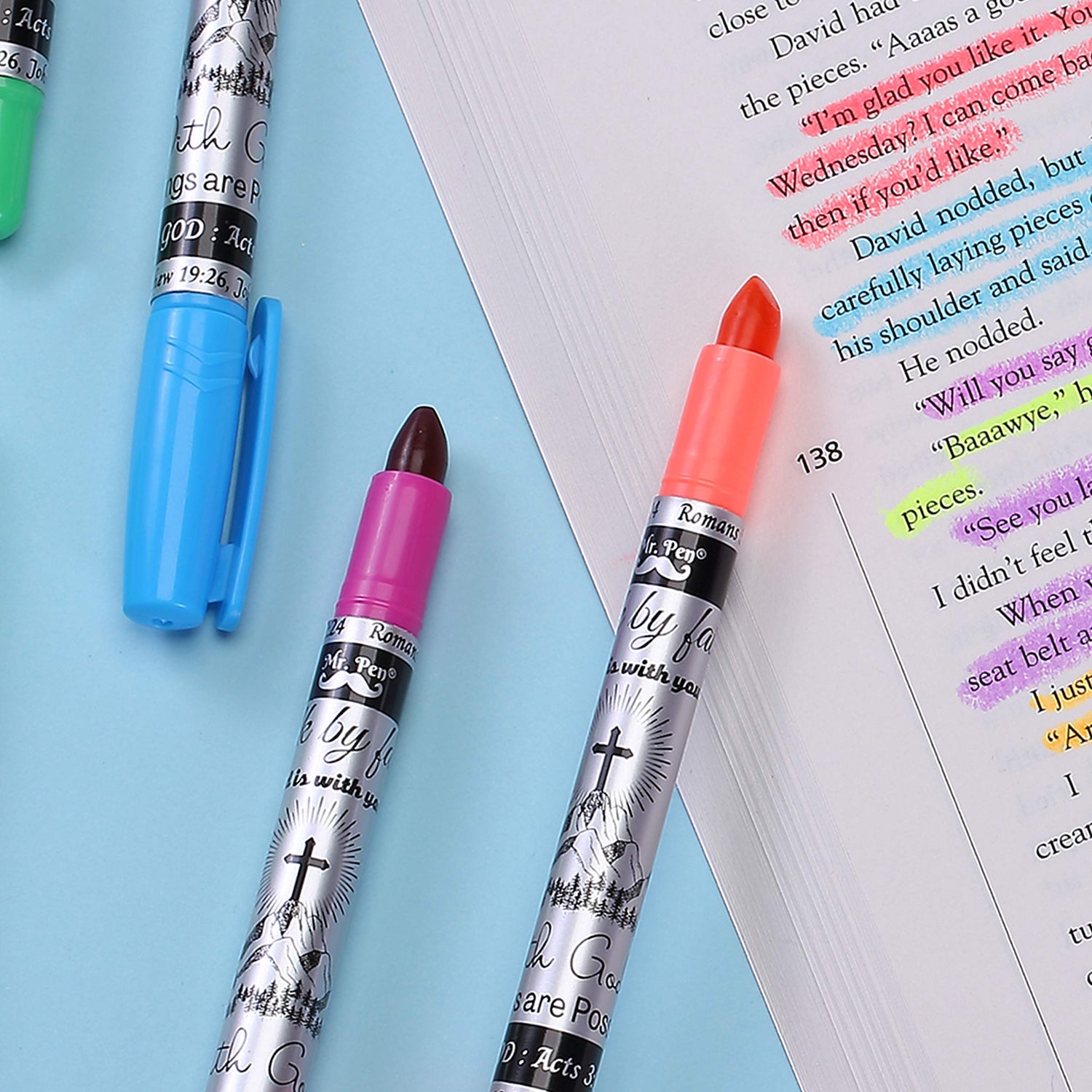 Mr. Pen- Bible Journaling Kit, 18 Pack (10 Bible Gel Highlighter, 8 Bible Pens), Bible Highlighters and Pens No Bleed, Gel Highlighters, Bible Pens, Mr. Pen