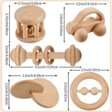 5 Pieces Wooden Baby Toys Wooden Toys for Babies 0-6-12 Months Wood Toys Rattles with Bells Montessori Wood Baby Push Car Wooden Newborn Toy for Zhanmai