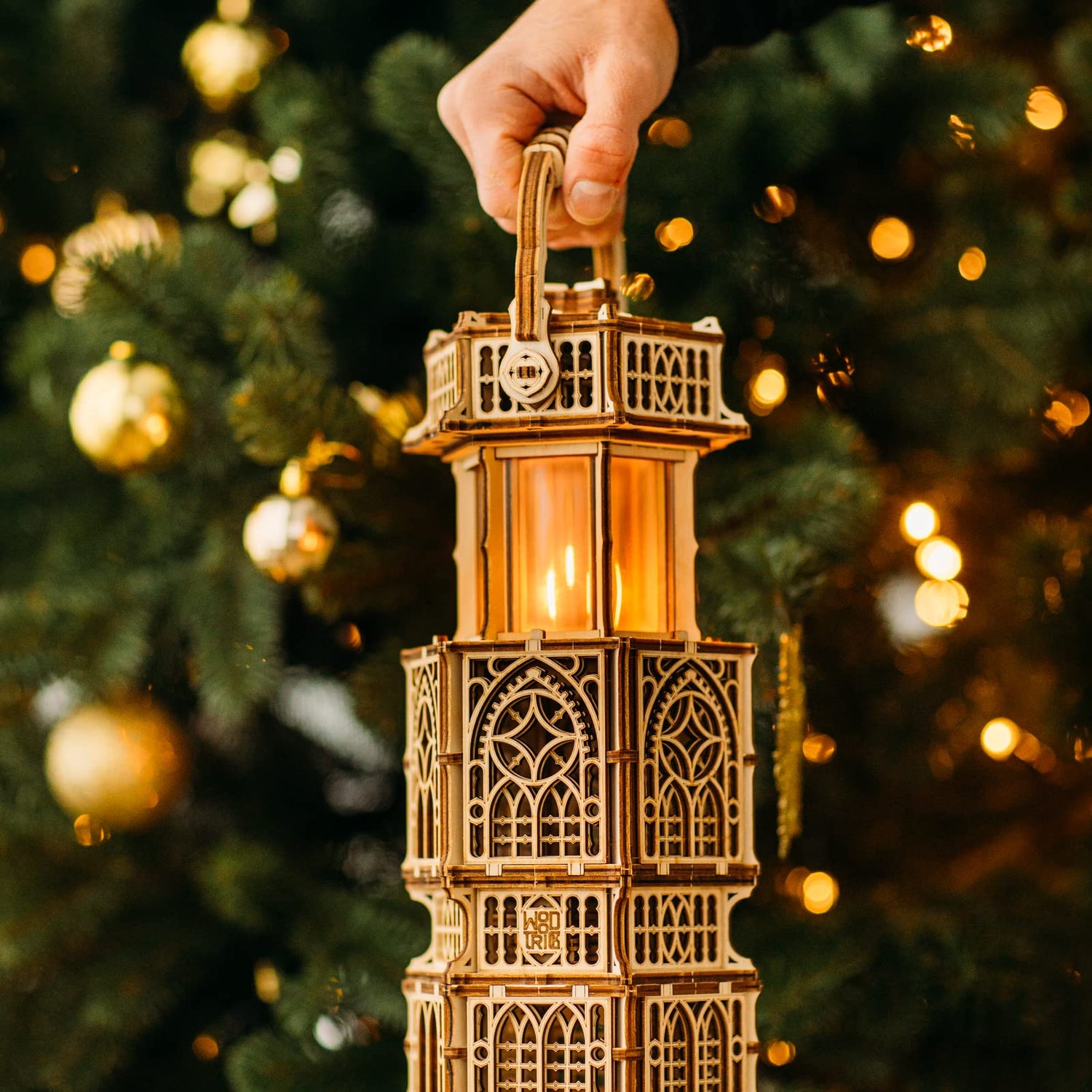 Wood Trick Antique Lantern LED 3D Wooden Puzzle - Engaging DIY Model for All Ages with Two Lighting Modes Wood Trick