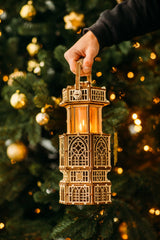 Wood Trick Antique Lantern LED 3D Wooden Puzzle - Engaging DIY Model for All Ages with Two Lighting Modes Wood Trick