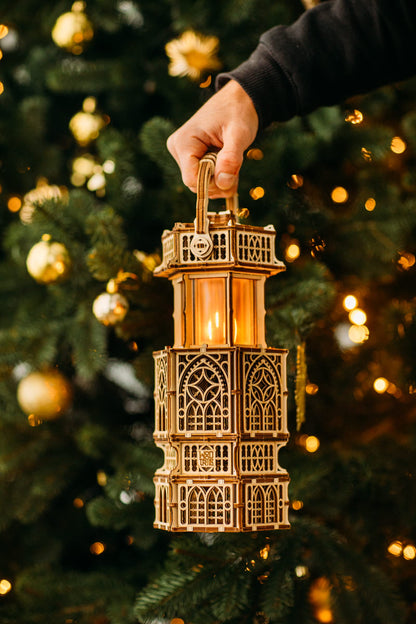 Wood Trick Antique Lantern LED 3D Wooden Puzzle - Engaging DIY Model for All Ages with Two Lighting Modes - WoodArtSupply