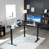 VIVO Electric Height Adjustable 63 x 55 inch Corner Stand Up Desk, Black Table Top, Black Frame, L-Shaped Standing Workstation, 3CT Series, VIVO