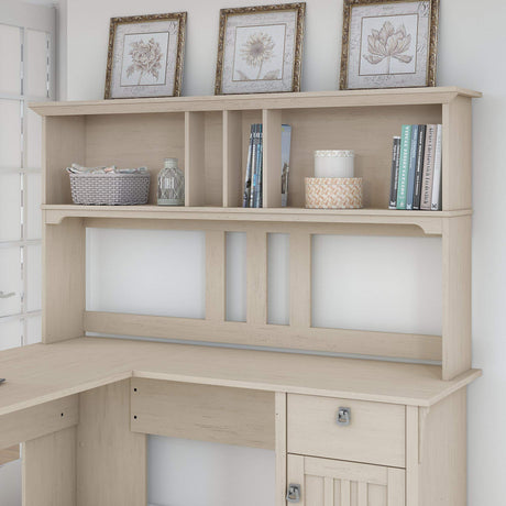 Bush Furniture Salinas 60W Desk Hutch with Shelf Storage in Antique White Bush Business Furniture