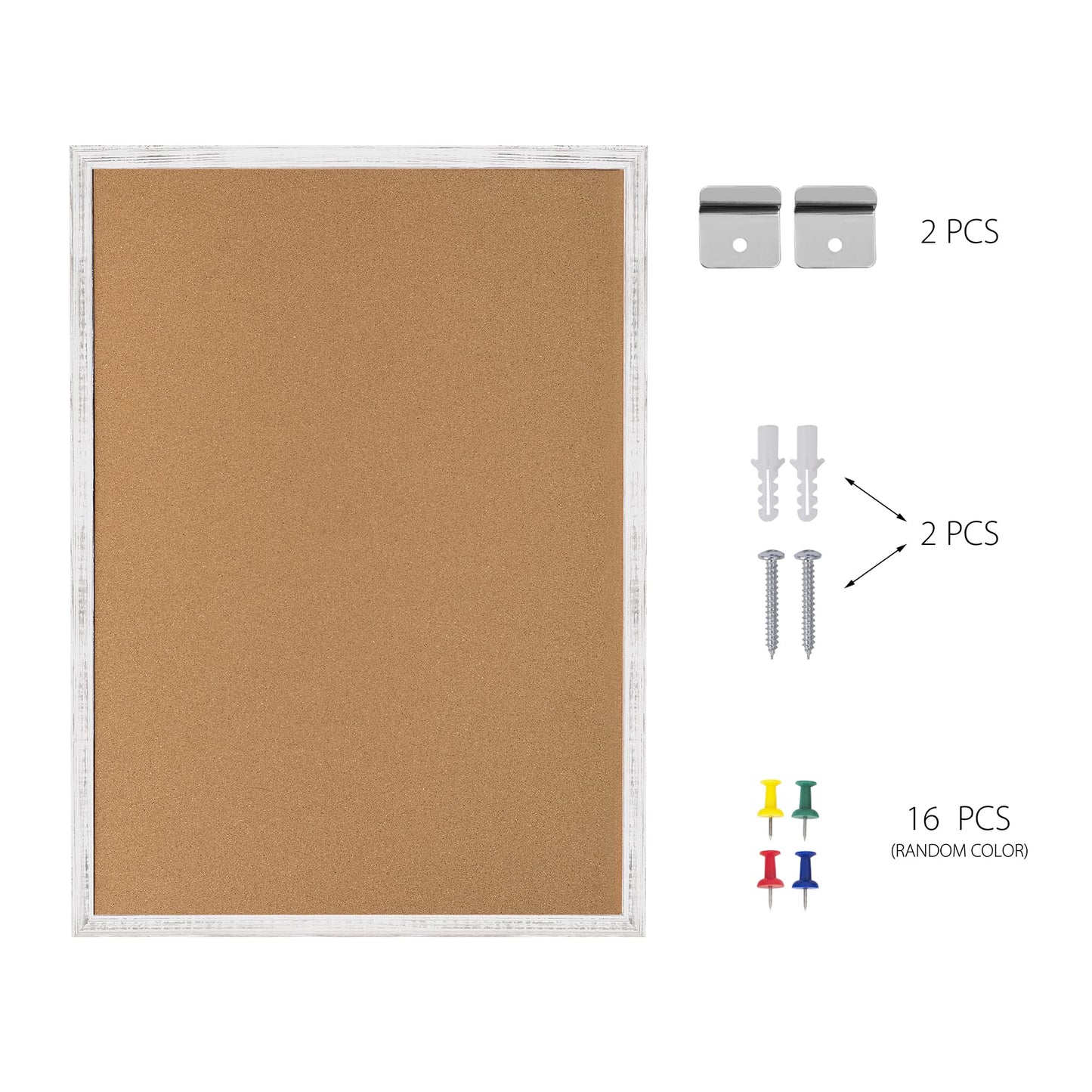 Board2by Cork Board Bulletin Board 24 x 18 Inches, White Wood Framed Corkboard, Office Board for Wall Decorative, Large Wall Mounted Notice Pin Board - WoodArtSupply