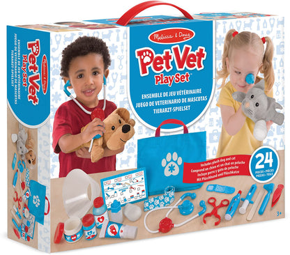 Melissa & Doug Examine and Treat Pet Vet Play Set (24 pcs) - Kids Veterinary Play Set, Veterinarian Kit For Kids, STEAM Toy, Pretend Play Doctor Set - WoodArtSupply