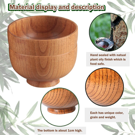 Originalidad Handmade Wood Bowls, Jujube Wooden Japanese Bowls with Matching Spoon for Rice, Soup, Dip, Salad, Tea, Decoration 4 Sets (4 Bowls 4.2 IN Originalidad