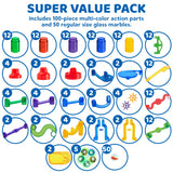 JOYIN 170Pcs Marble Run Premium Toy Set, Construction Building Blocks Toys, STEM Educational Building Block Toy(120 Plastic Pieces + 50 Glass JOYIN