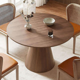 kevinplus 47.2'' Walnut Round Dining Table Kitchen Table for 4-6, Modern Contemporary Wood Circle Dining Room Table Kitchen Table with Cone Support, kevinplus