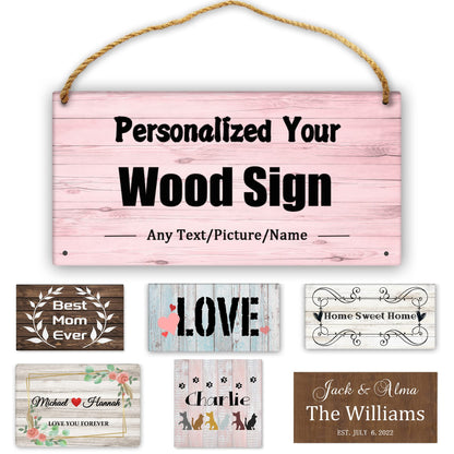 Personalized Wedding Gift | Custom Wood Sign | Family Name Signs | Couples Gift for Christmas,Birthday,Thanksgiving,Mother's Day 5.9"X11.8"(15X30cm) - WoodArtSupply