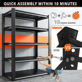 REIBII 40"W Garage Shelving Heavy Duty Storage Shelves Load 2000Lbs Adjustable Garage Shelves Heavy Duty Shelving 5-Tier Metal Shelving Unit Garage REIBII