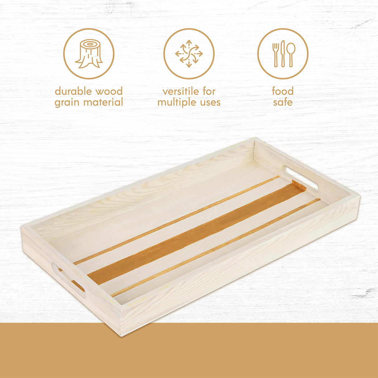Wooden Serving Tray with Handles - Five Piece Nested Breakfast Tray - Wood Crafts Trays for Organizing | Bathroom Tray - Food Trays for Party Buffet Hammont