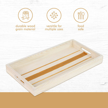 Wooden Serving Tray with Handles - Five Piece Nested Breakfast Tray - Wood Crafts Trays for Organizing | Bathroom Tray - Food Trays for Party Buffet