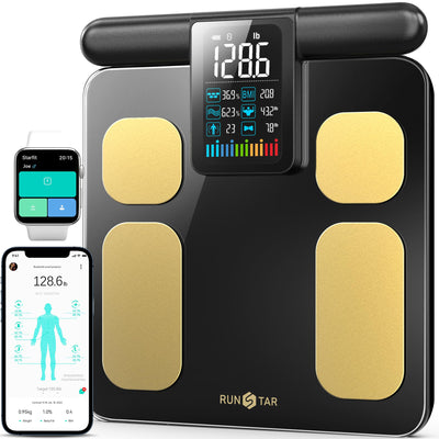 Runstar Scale for Body Weight and Fat Percentage, 8 Electrodes High Precision Digital Scale for BMI 20 Body Composition Measurement, Bathroom Smart
