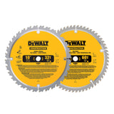DEWALT 10-Inch Miter / Table Saw Blades, 60-Tooth Crosscutting & 32-Tooth General Purpose, Combo Pack (DW3106P5) DEWALT