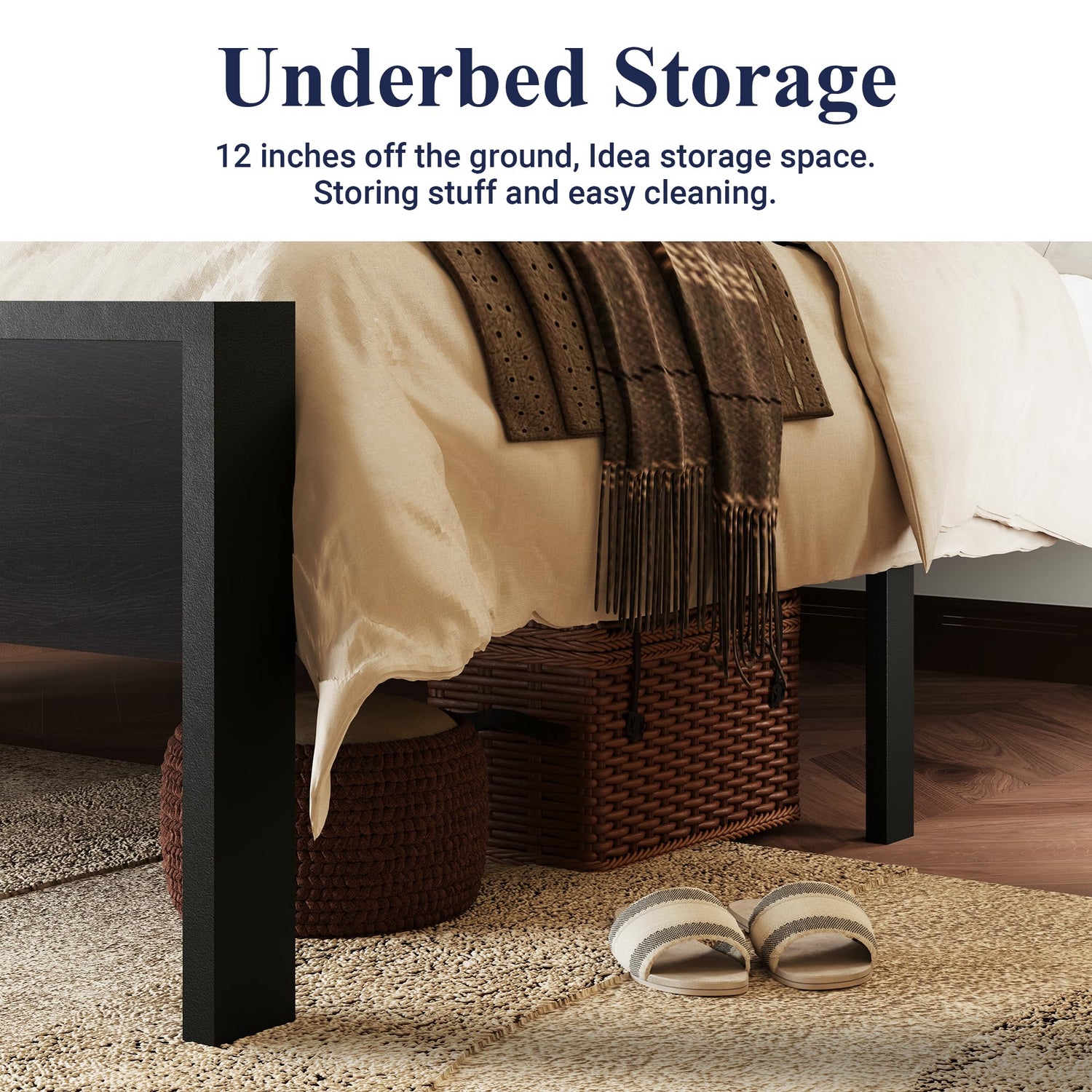 Allewie Heavy Duty Full Size Platform Bed Frame with Rustic Wooden Headboard and Footboard Allewie