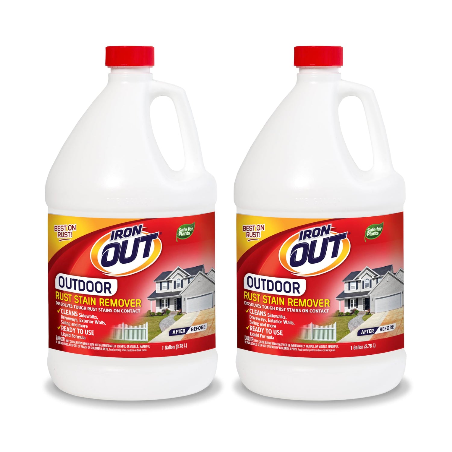 Iron OUT Liquid Rust Stain Remover, Pre-mixed, Quickly Removes Rust Stains from Concrete, Vinyl and Other Outdoor Surfaces, No Scrubbing, Safe to Iron OUT