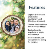 Let's Make Memories Personalized Christmas Ornament - Photo Only - Round - Rustic Wood Let's Make Memories
