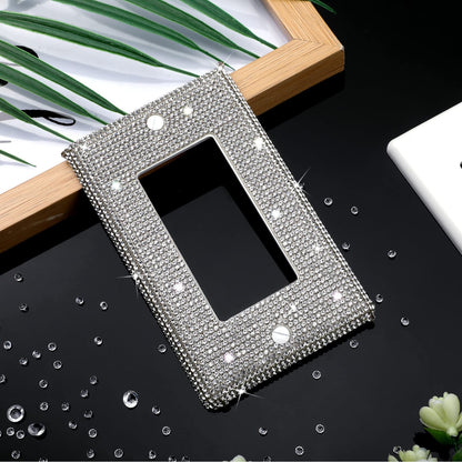 Rhinestones Wall Plate 2 Pieces Cover Shiny Light Switch Cover Single Gang Outlet Covers Bling Crystal Wall Plates Decorator Switch Plate Covers - WoodArtSupply