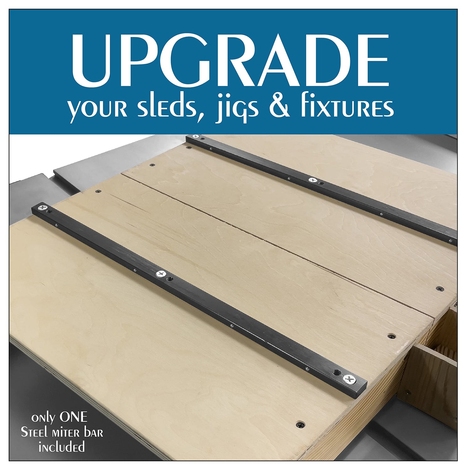 18” Precision Steel Miter Bar Rail Runner with Adjustable Spring Loaded Plungers For DIY Table Saw Crosscut Sleds, Jigs and Fixtures to Slide in 3/4 Peachtree Woodworking Supply