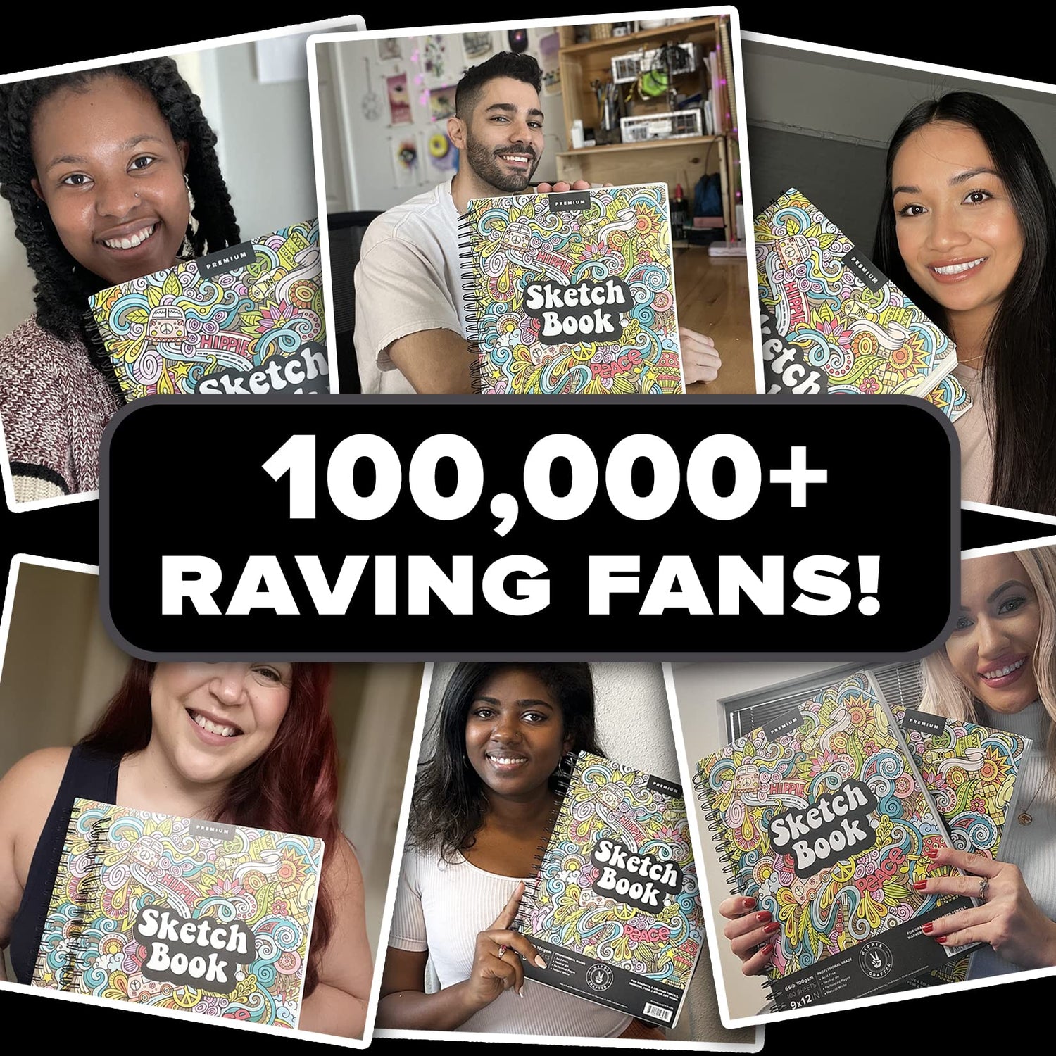 Marker Sketch Book Pack 9 x 12 inches Sketchpad, 2 Pack Pads 100 Sheets Marker Sketchbook for Drawing Spiral Sketch Book Bound 65lb Sketch Book for HIPPIE CRAFTER