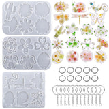 Attuslla 3 PCS Pendant Resin Molds Silicone Resin Jewelry Molds, Earring Making Kit, Silicone Molds with Key Chains, Jump Rings for Pendant, Keychain Attuslla