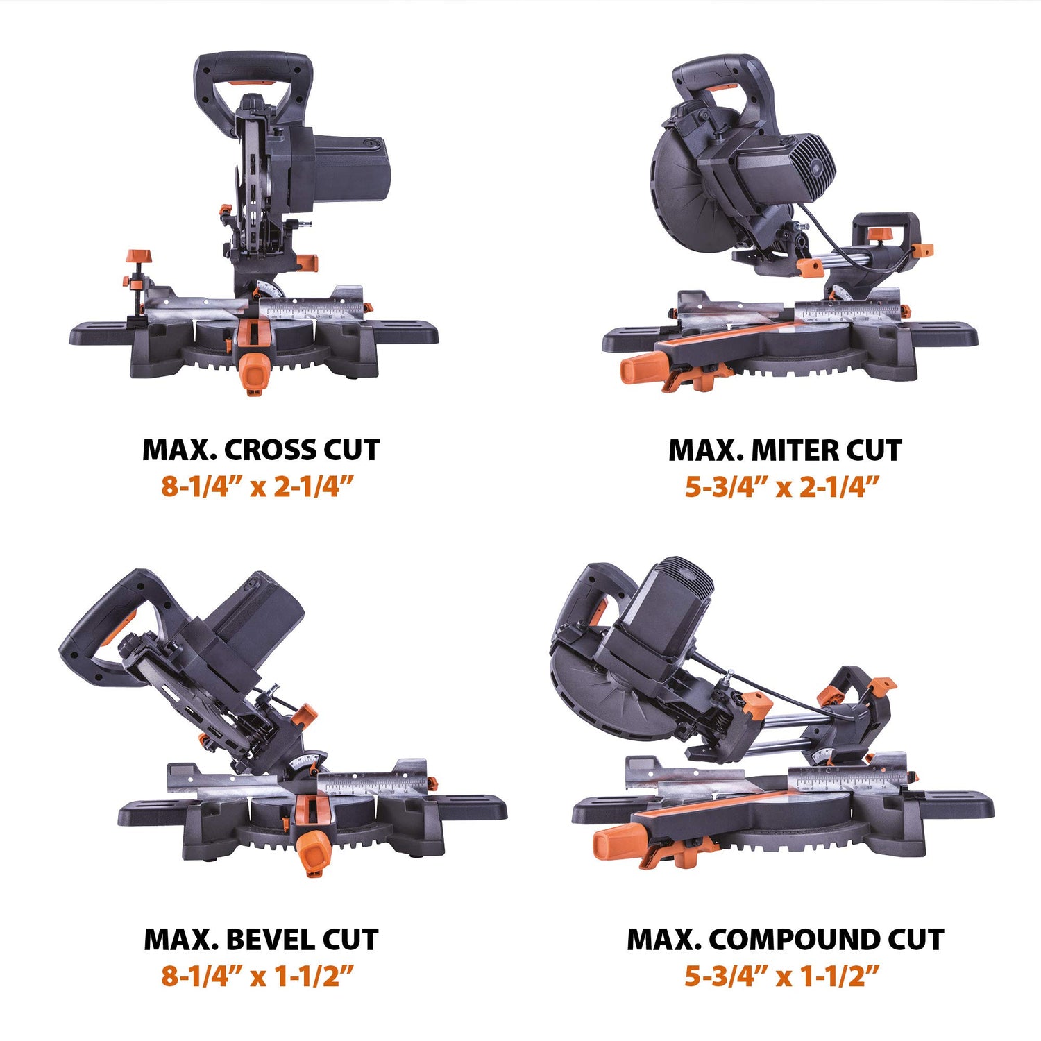 Evolution Power Tools R185SMS+ 7-1/4" Multi-Material Compound Sliding Miter Saw Plus Evolution