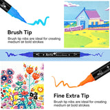 Arrtx 32 Colors Acrylic Paint Pens, Dual Tip Acrylic Paint Markers for Rock Painting, Wood, Ceramic, Fabric, Glass, Canvas, Plastic, Metal, Stone and Arrtx