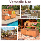 HAPPYGRILL Eucalyptus Wood Outdoor Storage Bench with Dustproof Liner - 33 Gal Capacity HAPPYGRILL