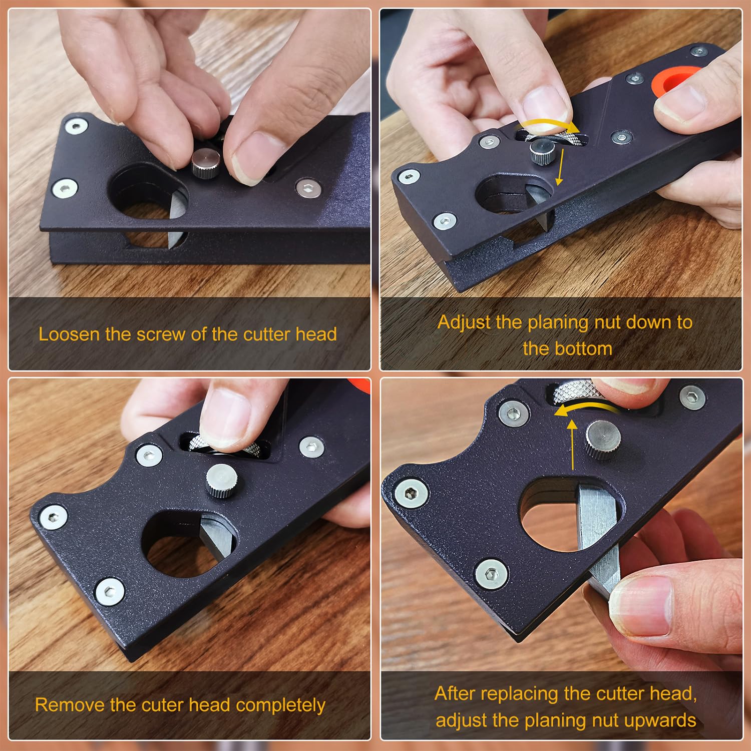 Eewudwok Chamfer Plane, Hand Chamfering Wood Planer, Premium Woodworking Edge Corner Flattening Tool Aluminum Alloy Plane with Handle for Quick Edge Eewudwok