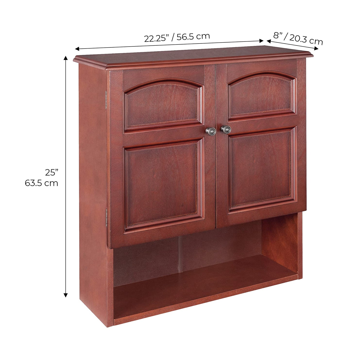 Teamson Home Martha 22.25 in. x 25 in. 2-Door Removable Wall Cabinet with Interior Adjustable Shelf for Storage Solutions in Bathrooms, Kitchens,