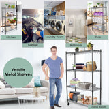 WDT 4-Tier Storage Shelves, Heavy Duty Metal Shelves Wire Rack Shelving Unit, Adjustable Shelf with Wheels for Home Office Garage Kitchen Shelf,36" D WDT