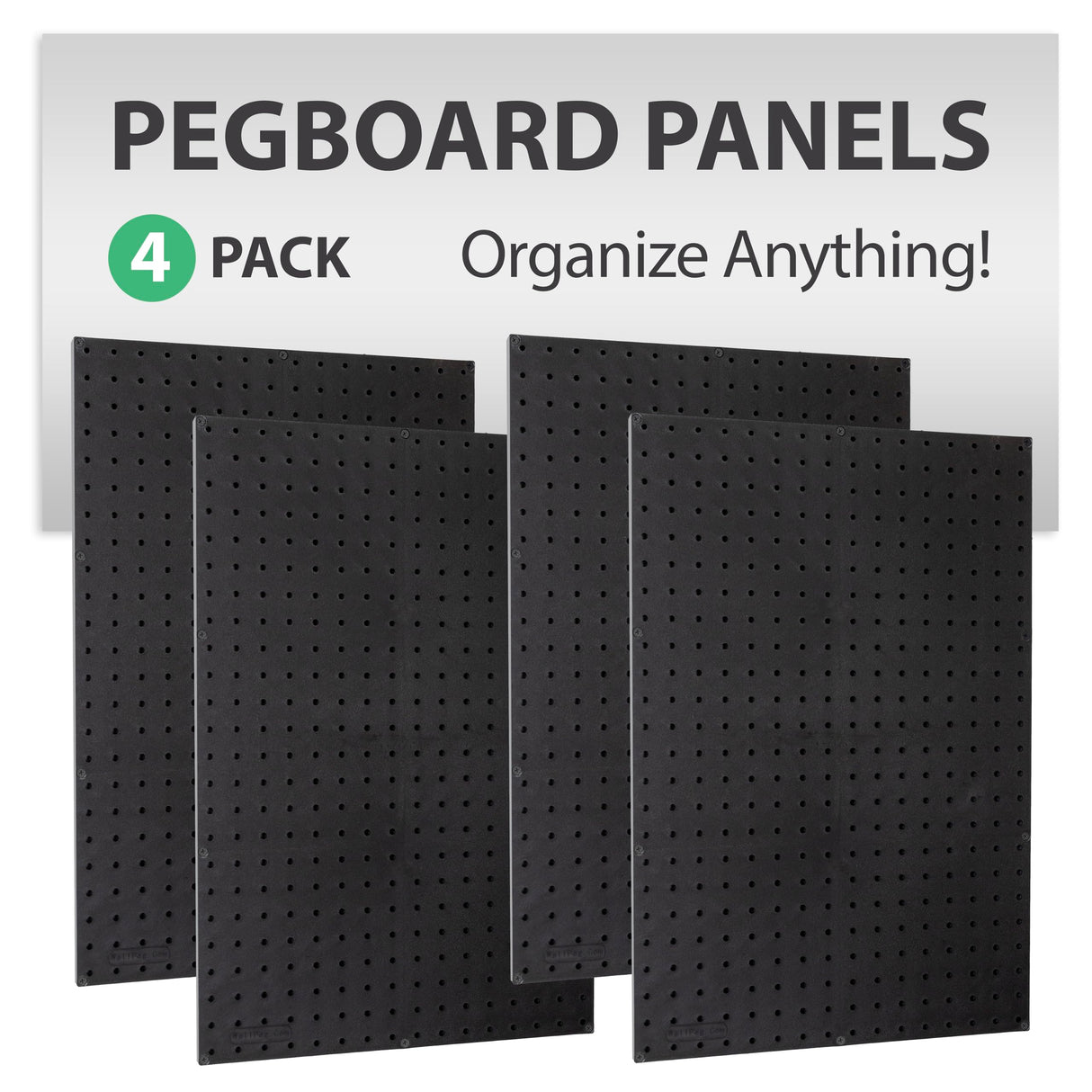 Made in USA Pegboard Wall Organizer 4 ea 24"x16" Plastic Pegboard Panels - 96” Wide - Kit P-212 B Garage Organization for Workbench Tool Storage WallPeg