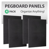 Made in USA Pegboard Wall Organizer 4 ea 24"x16" Plastic Pegboard Panels - 96” Wide - Kit P-212 B Garage Organization for Workbench Tool Storage WallPeg