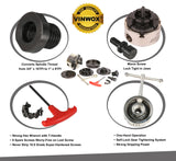 VINWOX SCK4-3.5NV-SET Mini, Midi and Heavy-Duty 3-1/2” Wood Lathe Gear Chuck Set, Wood Lathe Key Chuck Set, 4-Jaw Self-Centering Chuck, 1"x8TPI VINWOX