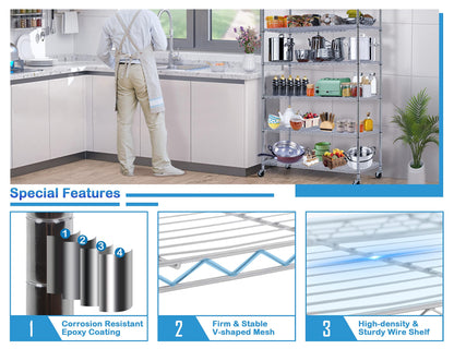 6-Tier Storage Racks, 2100Lbs Capacity Heavy Duty Metal Shelf with Wheels, NSF Certified Commercial Grade Adjustable Large Wire Shelving Unit for - WoodArtSupply