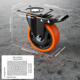 4 Inch Caster Wheels, Casters Set of 4, Heavy Duty Casters with Brake 2200 Lbs, Locking Industrial Swivel Top Plate Casters Wheels for Furniture and YUPEZOP