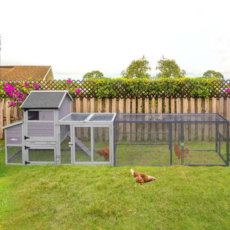 Chicken Coop Wooden Hen House with Large Run and Nesting Box, Outdoor Poultry Cage with Removable Tray,UV Proof Roof, 4 Perches. Aivituvin