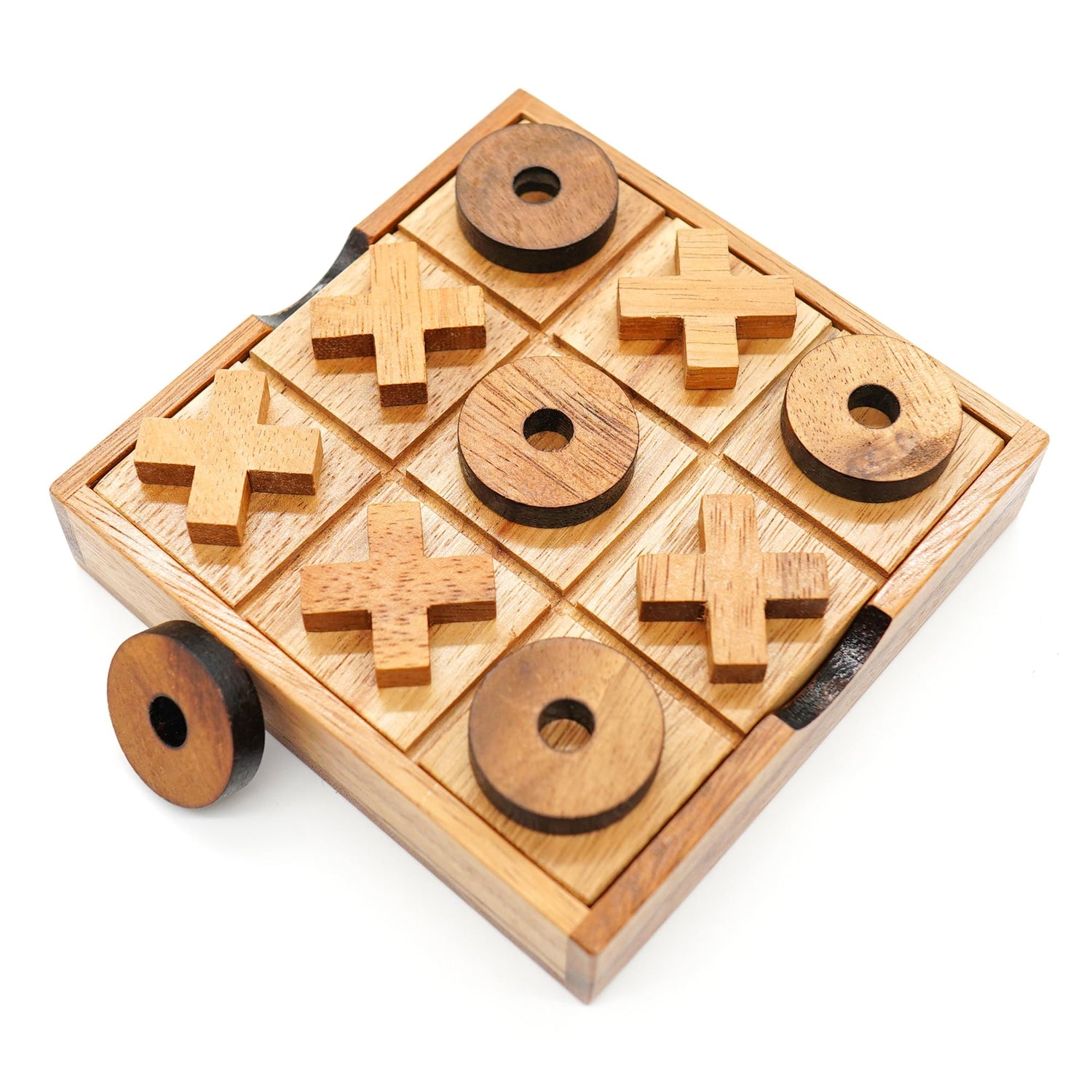 BSIRI Wooden Tic Tac Toe-Coffee Table Decor, Brain Teaser Puzzles for Adults, Unique Gifts for Kids, Classic Board Games for Adults and Family BSIRI