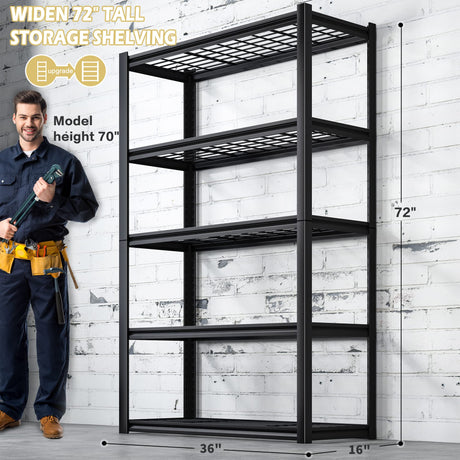 REIBII Garage Shelving Heavy Duty Load 2000Lbs Adjustable 5-Tier Garage Storage Shelves Heavy Duty Metal Shelving for Garage Storage Rack Shelf for REIBII
