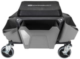 Powerbuilt Rolling Work Seat Brake Stool with 4-inch Rubber Lockable Wheels, Big Seating Platform, Tool Trays and Drawer 330 lb. Capacity, Mechanics, Powerbuilt