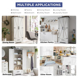 JXQTLINGMU 72" Tall Farmhouse Kitchen Pantry with Adjustable Shelves, Large Wood Storage Cabinet with Drawer & 2 Barn Doors, Versatile Storage for JXQTLINGMU