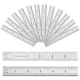 Ctosree 12 Pcs Engineer Metric Ruler with Inch Graduations 1/8, 1/16, 1/32, 1/64'' Machinist Ruler Millimeter Ruler Woodworking Ruler Stainless Steel Ctosree
