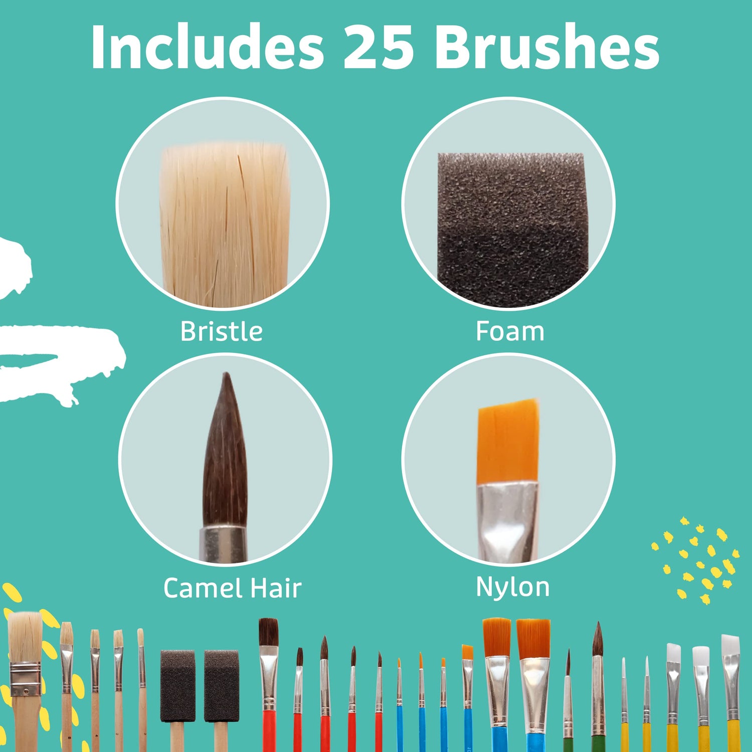 Artlicious Paint Brushes - Acrylic Paint Set and Detail Paint Brushes for Kids - Use with Craft, Watercolor, Oil, Gouache Paints, Face Art, Washable Artlicious