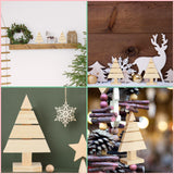 Geetery 12 Pcs Wooden Christmas Tree Standing Unfinished Wood Christmas Tree Pallet Ornaments 4 x 2.6 Blank Rustic Farmhouse Tree Shaped Craft Geetery