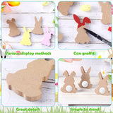 Menkxi 22 Pcs Easter Unfinished Wood Bunny Cutouts Bunny Table Wooden Signs Rabbit Blank Wooden Bunnies for Crafts with 22 White Felt Balls Pom Pom Menkxi
