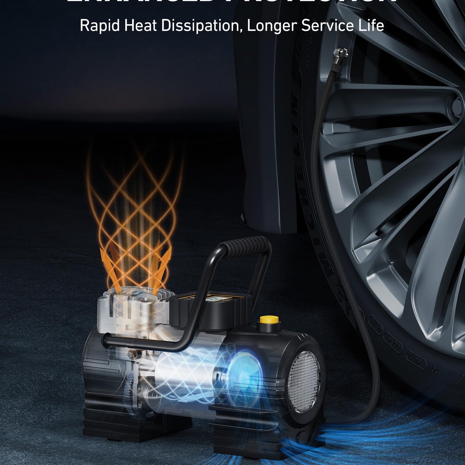 AstroAI Tire Inflator Portable Air Compressor (Up to 150 PSI) Tire Pump for Car 12V DC Digital Air Pump with 12 LEDs Super Bright Light for Bicycle, AstroAI