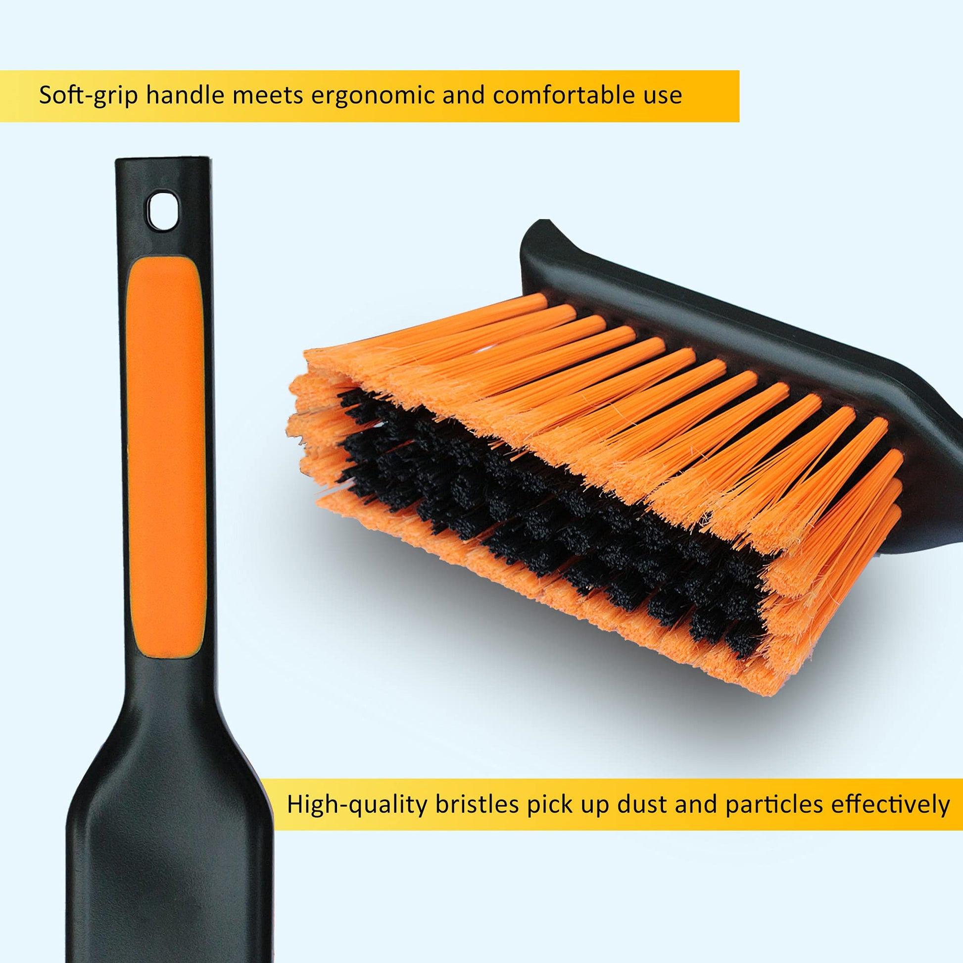 PHYEX 1-Pack 17" Heavy Duty Metal Dust Pan with Cleaning Brush Set - WoodArtSupply