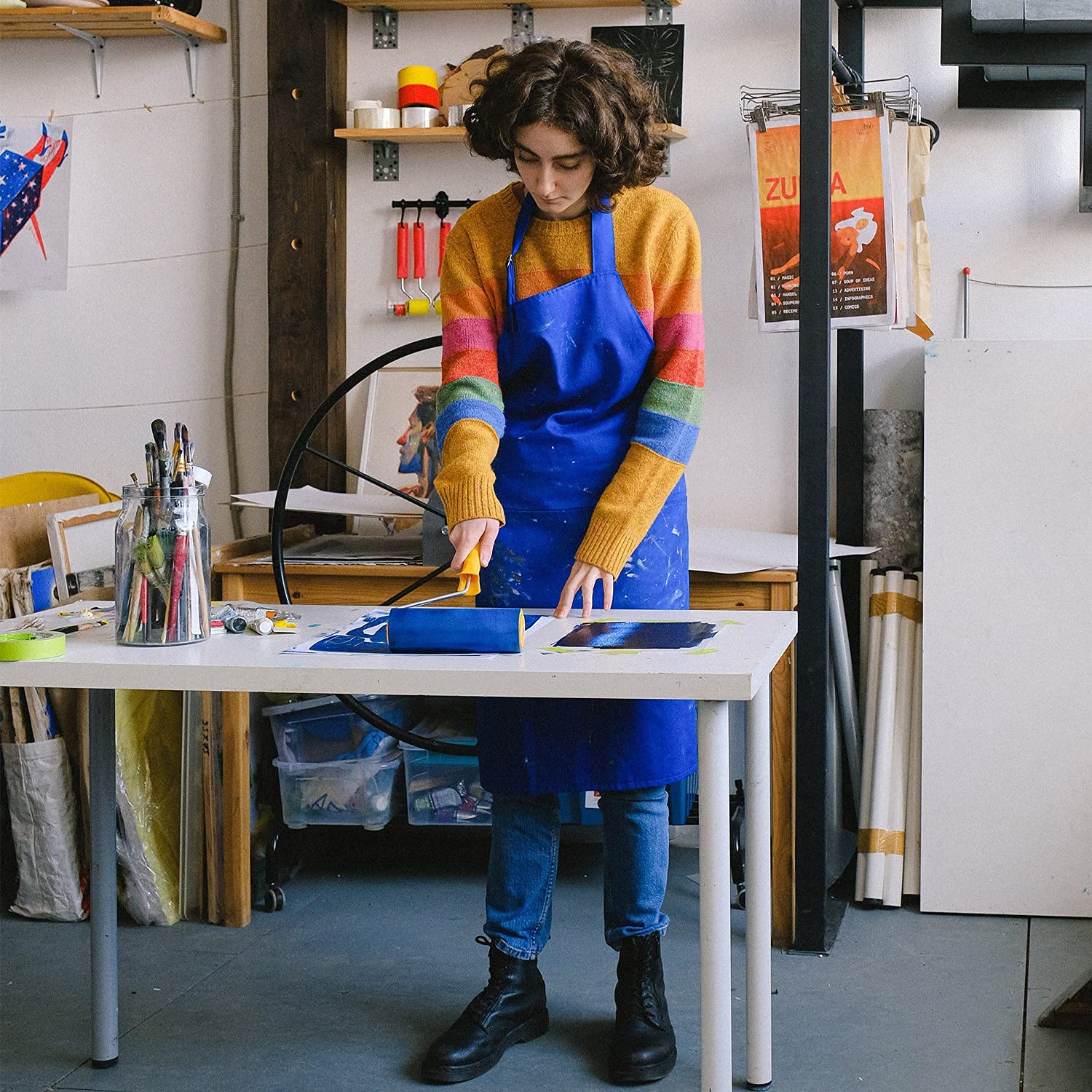 COSIMIXO Blue Original Multi-Surface Painter's Tape,0.94 inches x 60 Yards 6 Rolls Residue Free Wall Painting Blue Masking Tape with Sharp Lines COSIMIXO